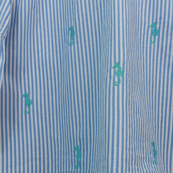 Crown & Ivy Cotton Striped Seahorse Embroidered Top - Picture 7 of 9